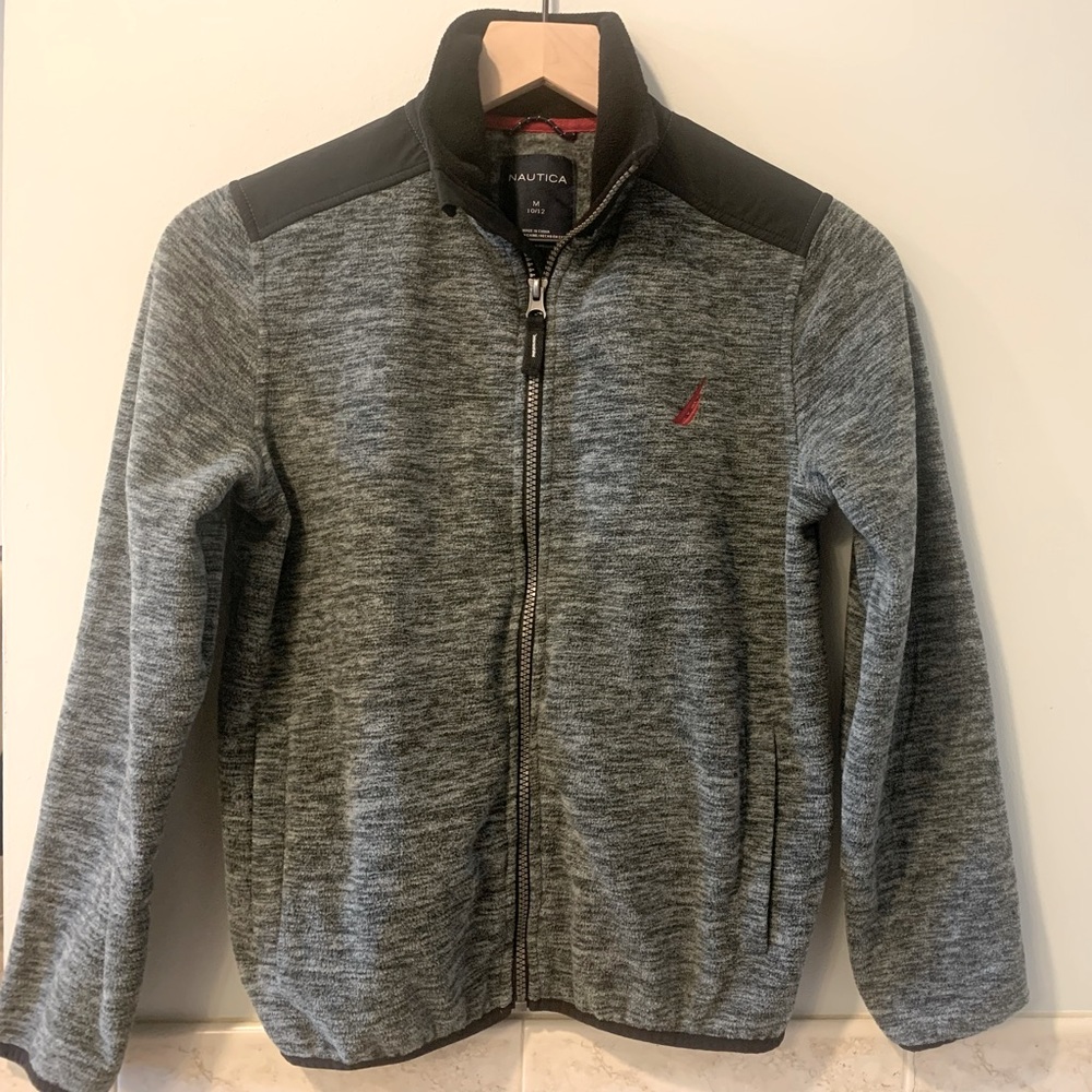 Nautica Boys Sweater zip-up Size M (10/12) gray and black